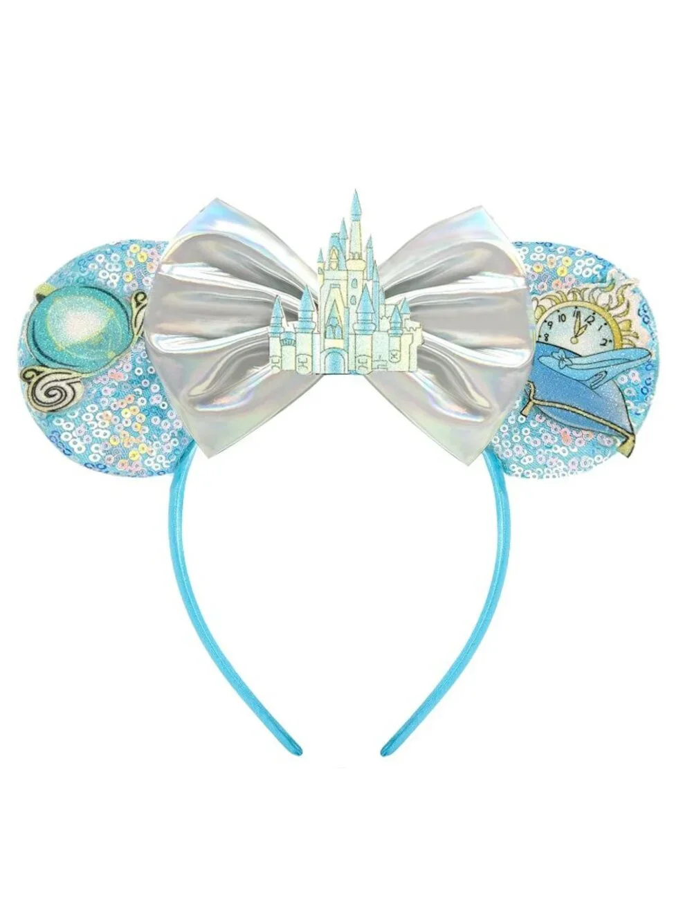 Women Blue Castle Sequin Halloween Mickey Mouse Headband for Cosplay